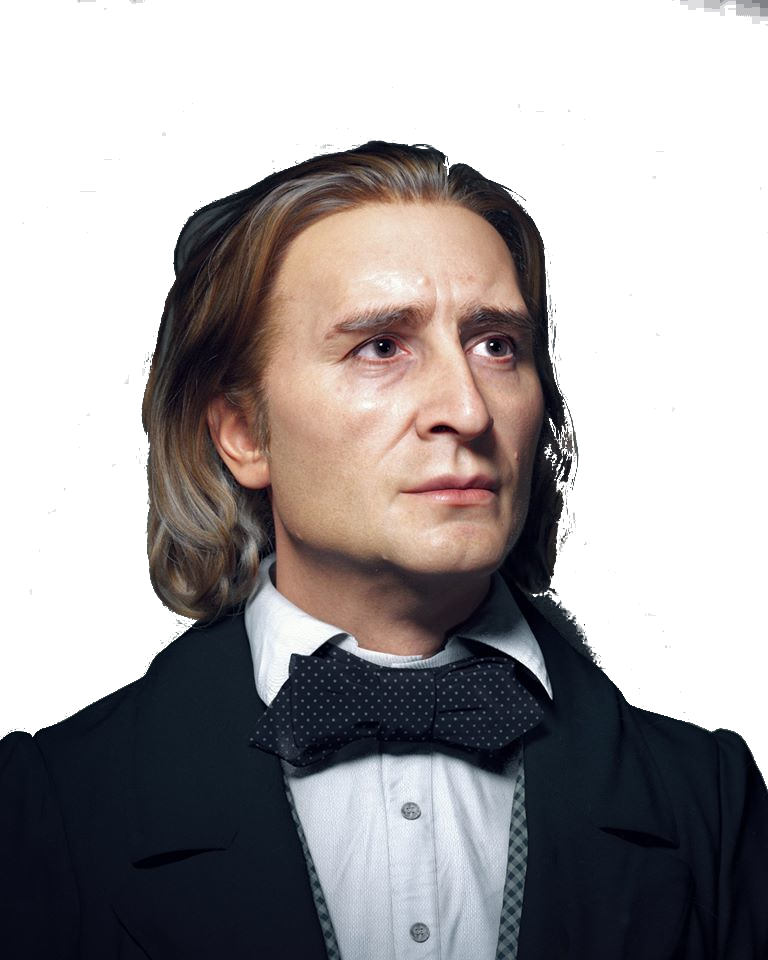 Portrait von Franz Liszt, Komponist und Pianist vom 19. Jahrhundert in Schale und Fliege